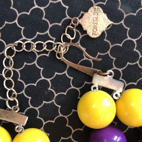 Vintage Fornash Purple yellow beaded choker - Picture 4 of 5